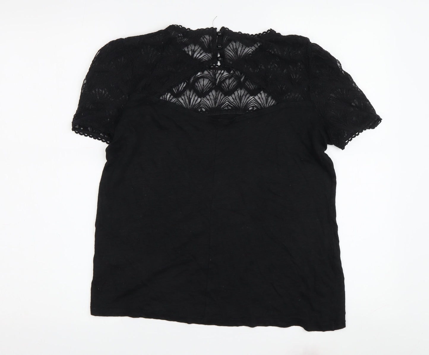 Mademoiselle R Women's Black Lace T-Shirt M