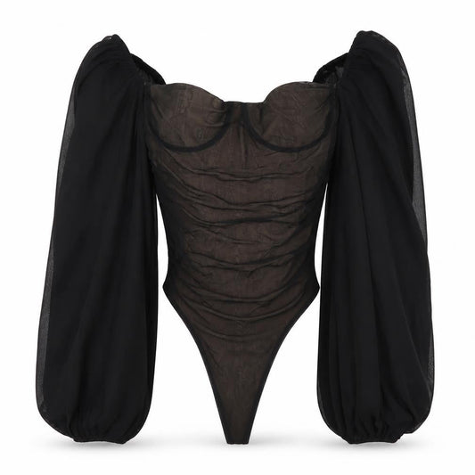 Oh Polly Women's Black Long Sleeve Bodysuit Size 12 UK