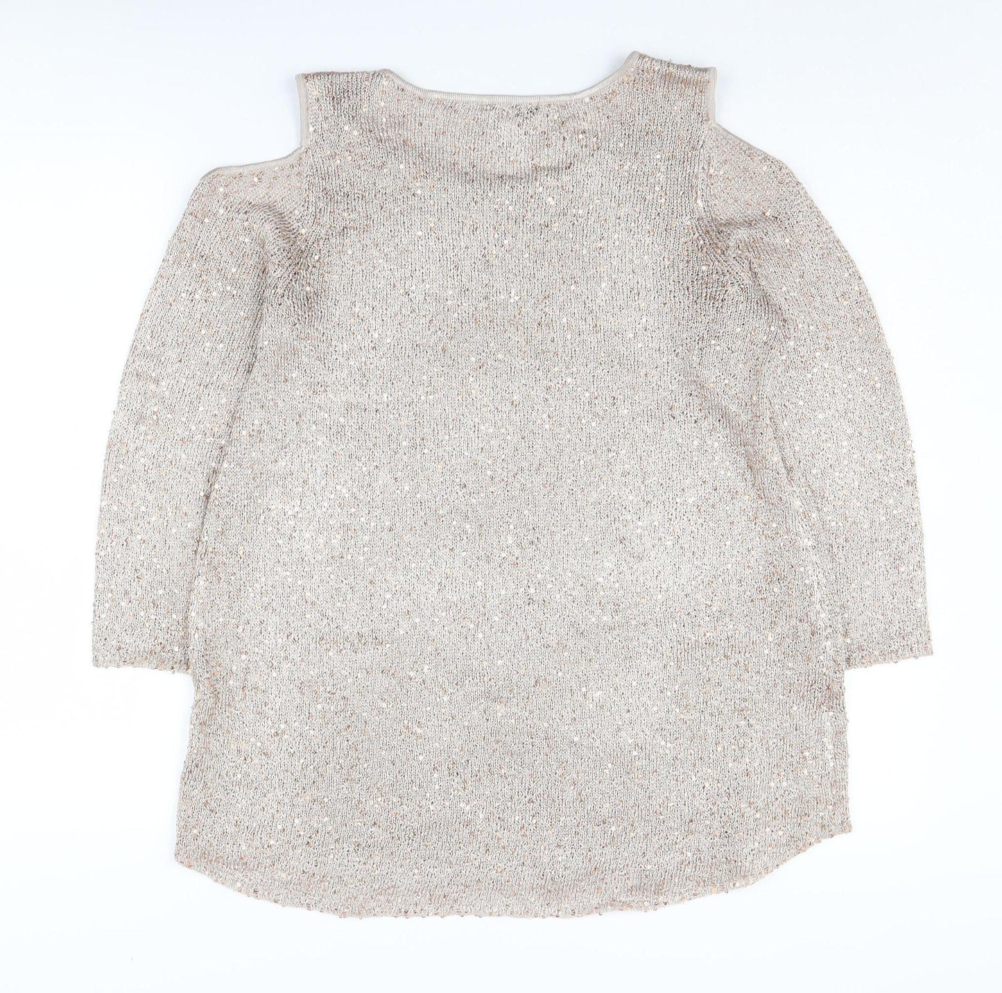 Alfani Women's Beige Cold Shoulder Pullover M