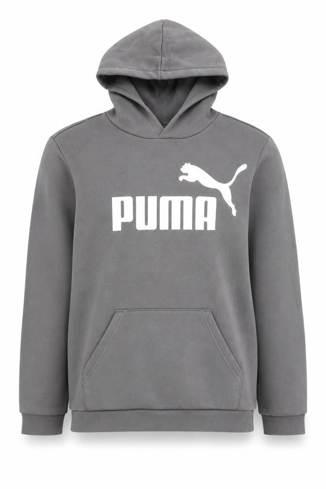 Puma Teens Grey Logo Hoodie, L, Long Sleeve, Cotton Blend