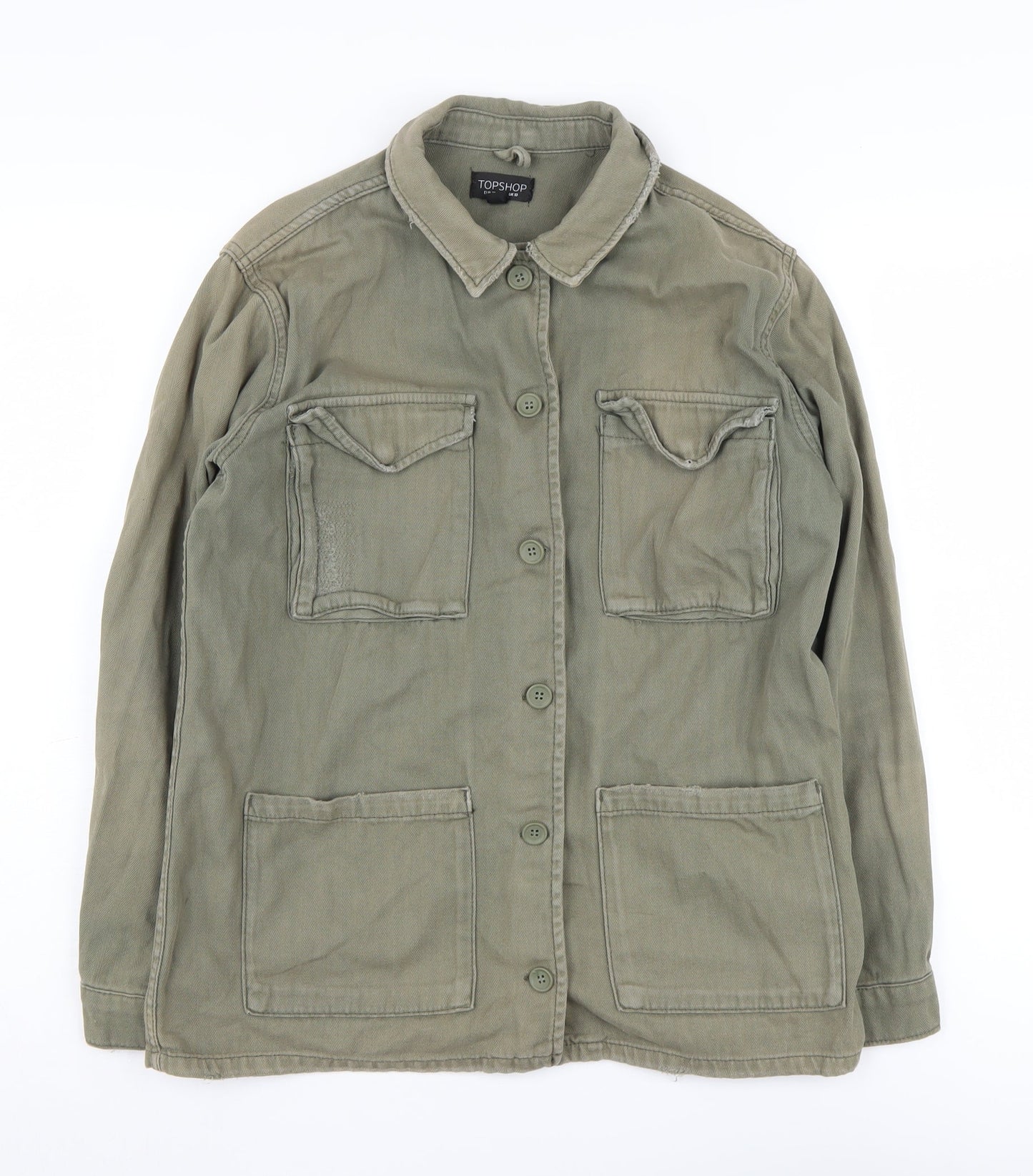 Topshop Women's Green Military Jacket Size UK 10