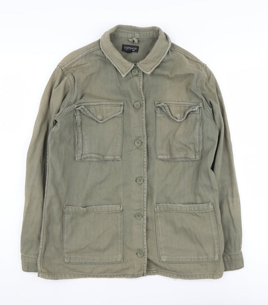 Topshop Women's Green Military Jacket Size UK 10