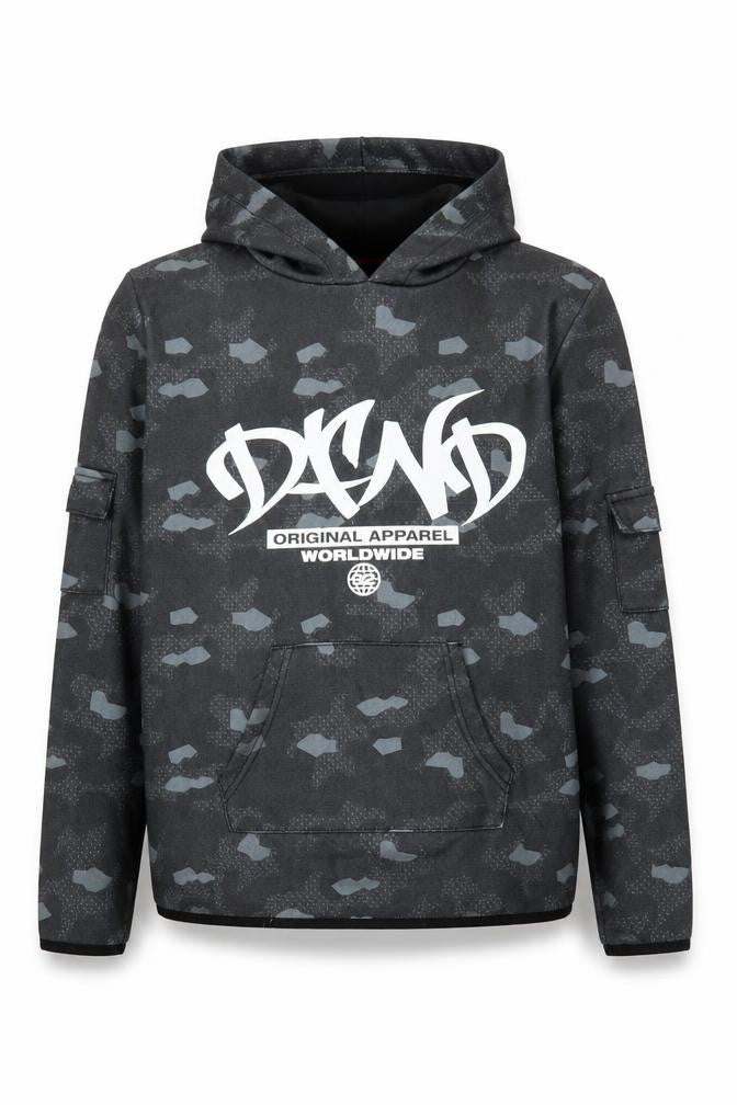 DFND Boys' Black Camouflage Logo Hoodie 11-12 Years