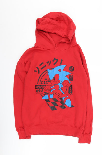 Additional front view of SEGA boys’ red sonic hoodie 10-11 years pullover graphic