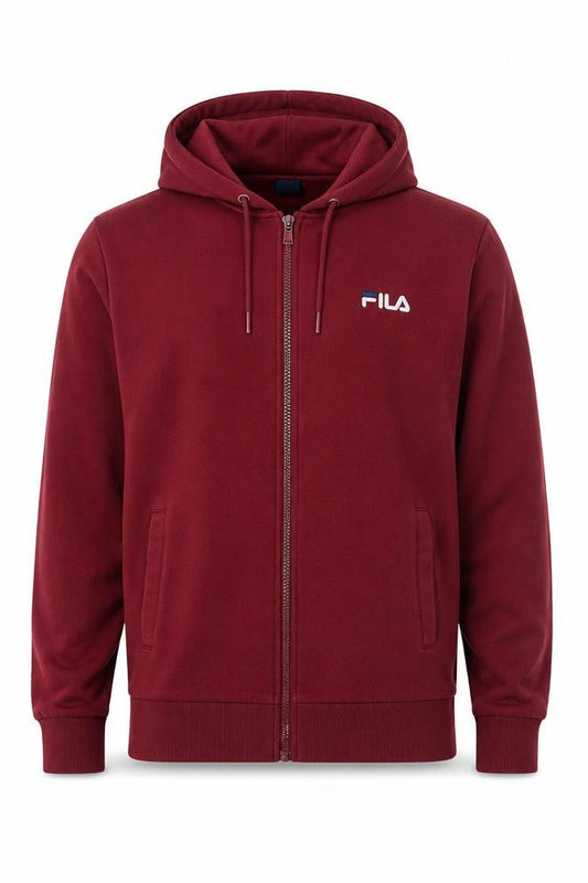 Fila Men's Red Full Zip Hoodie Size S - Logo Accents