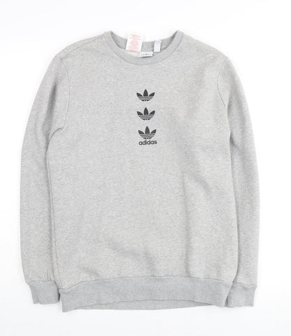 Additional front view of Adidas boys’ grey crew neck sweatshirt 13-14 years