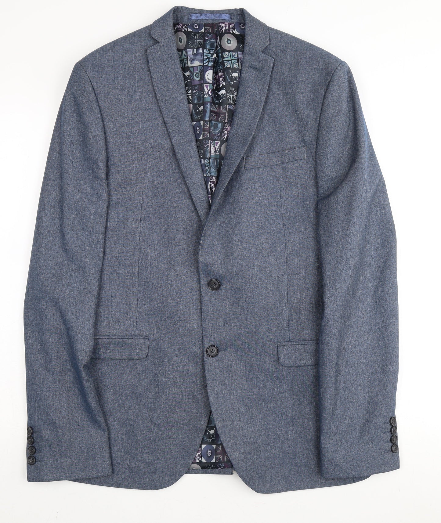 Ben Sherman Men's Grey Single Breasted Polyester Blend Suit Jacket Size 40 Regular