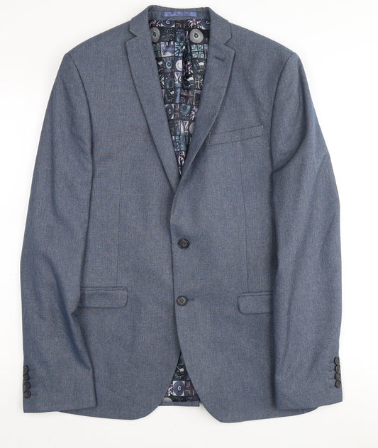 Ben Sherman Men's Grey Single Breasted Polyester Blend Suit Jacket Size 40 Regular