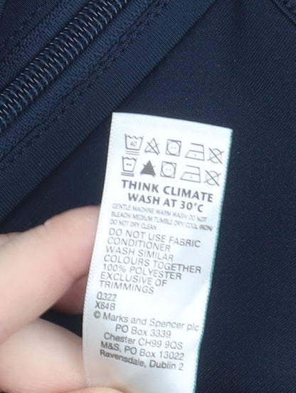 Close-up detail of Marks & Spencer girls’ blue basic fleece jacket 10-11 years