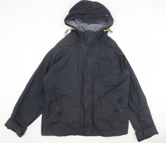 Linea Men's Black XL Parka Jacket, Hooded, Casual