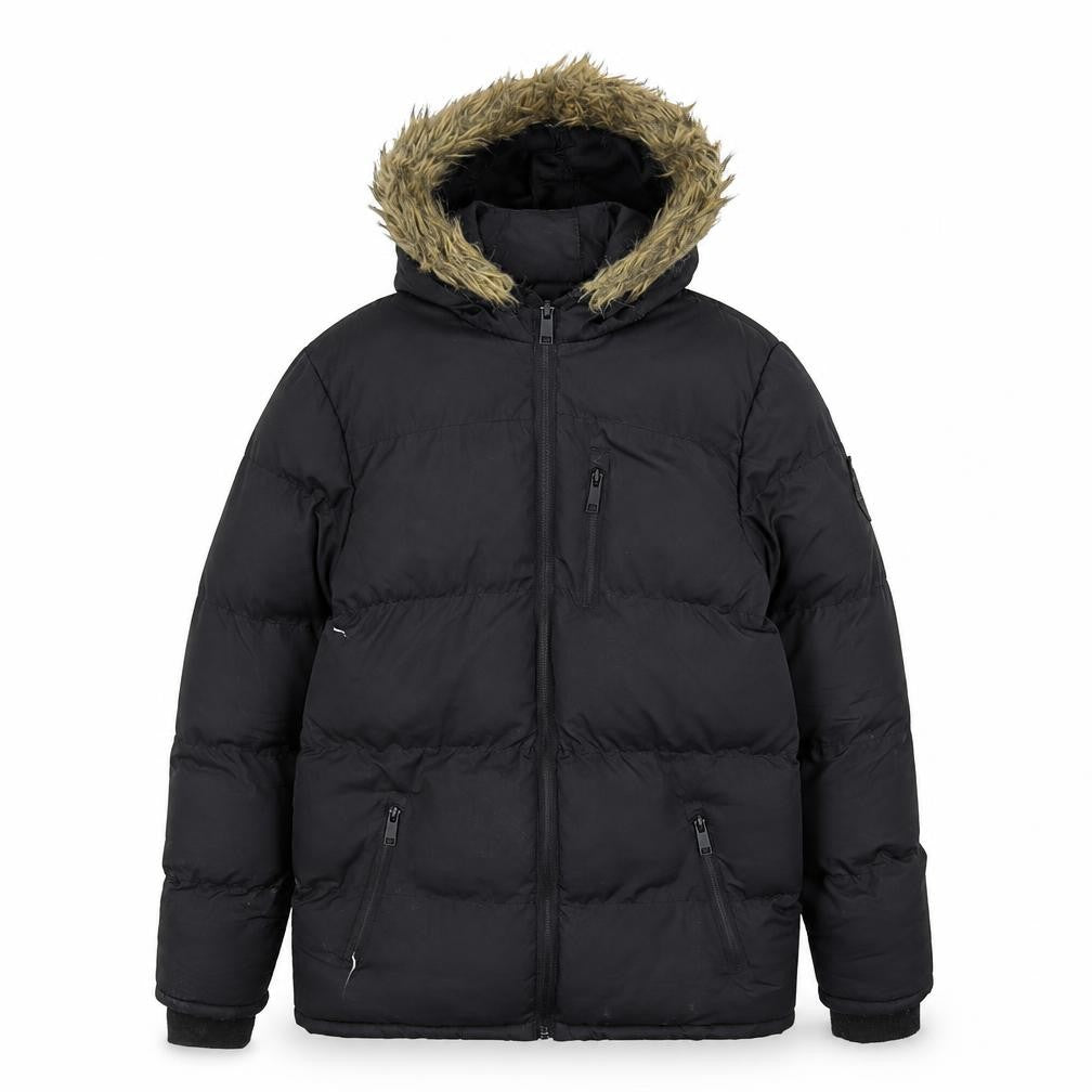 Brave Soul Boys Black Puffer Jacket, Size 13, Hooded, Winter Warm