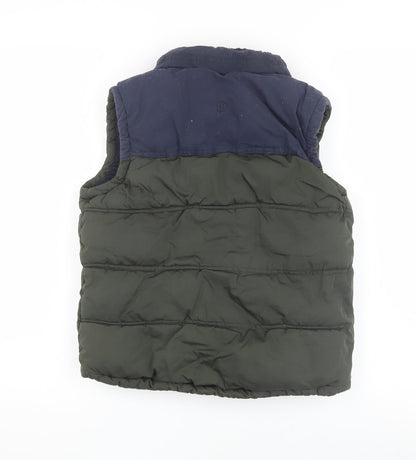 Back view of FatFace boys’ green & blue puffer jacket 11 years