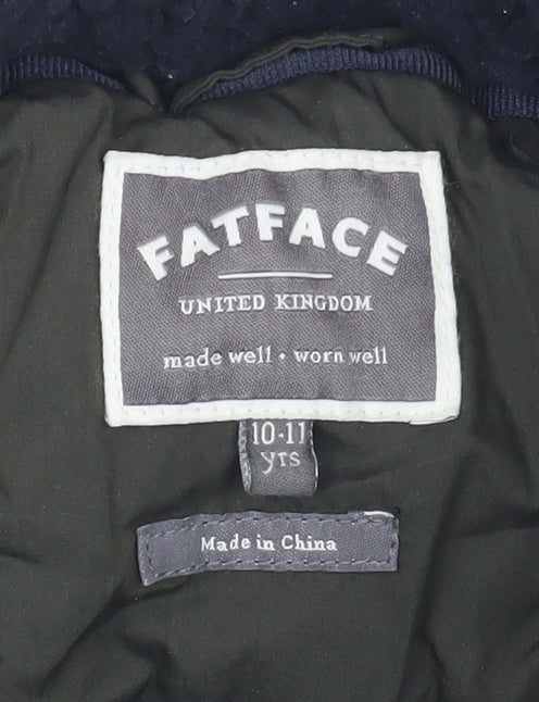 FatFace Boys Green & Blue Puffer Jacket 11 Years