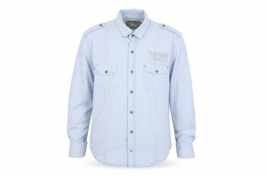RiSD Men's Blue Striped Button-Up Shirt, Size L