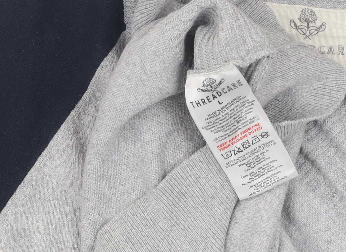 Threadcare Men's Grey Full Zip Jumper Size L