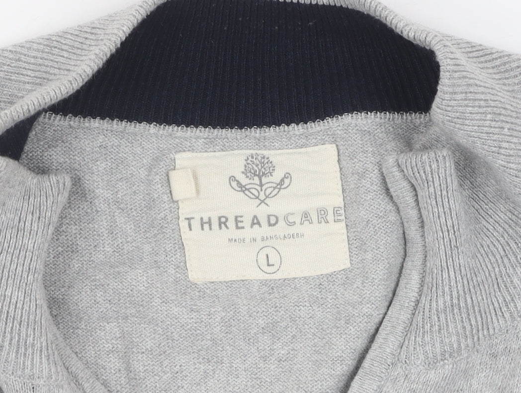 Threadcare Men's Grey Full Zip Jumper Size L