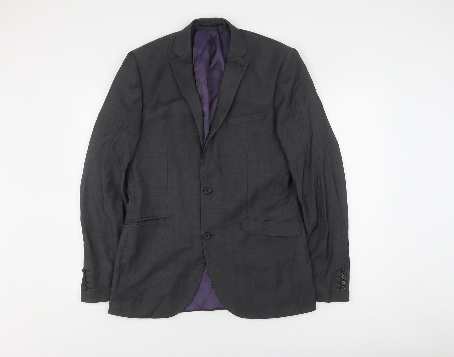 Next Men's Grey Slim Fit Long Blazer 40L