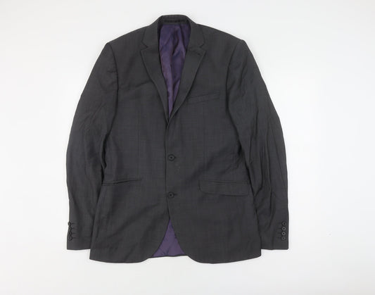 Next Men's Grey Slim Fit Long Blazer 40L