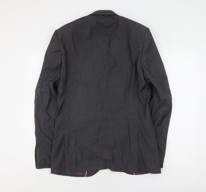 Next Men's Grey Slim Fit Long Blazer 40L