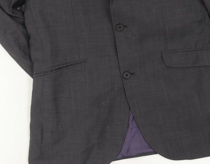 Next Men's Grey Slim Fit Long Blazer 40L