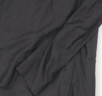 Next Men's Grey Slim Fit Long Blazer 40L