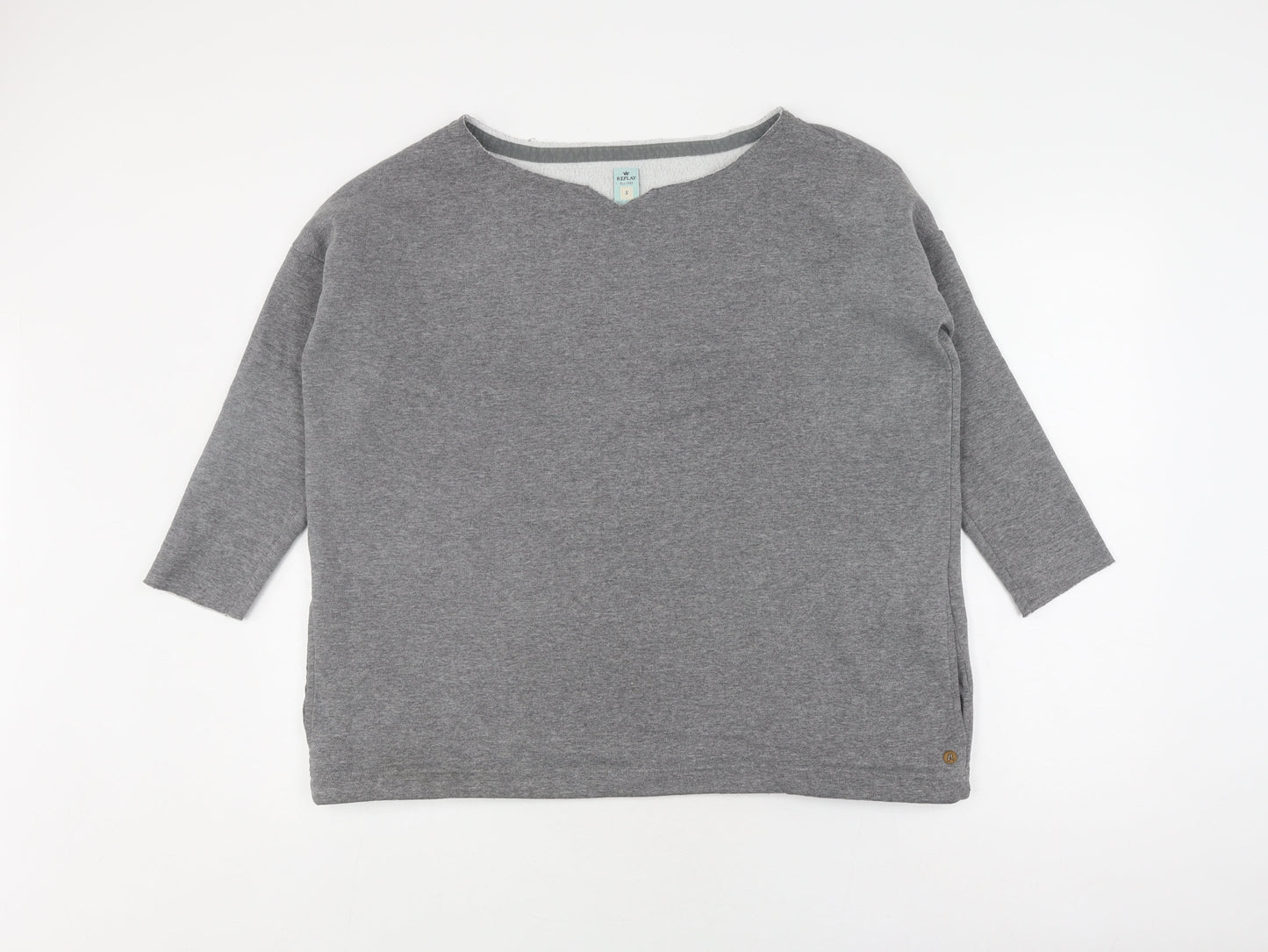 Replay Women's Grey 3/4 Sleeve Boat Neck Jumper
