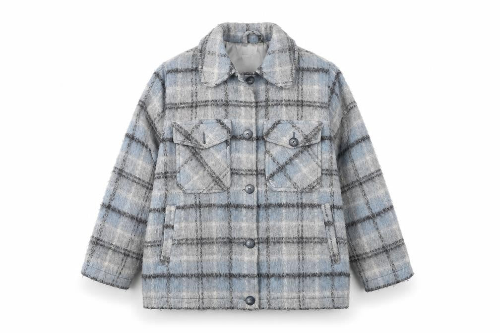 Topshop Women's Blue Plaid Jacket Medium