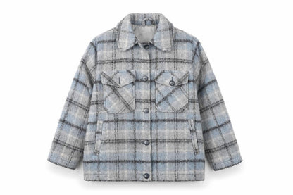 Topshop Women's Blue Plaid Jacket Medium