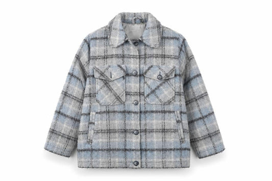 Topshop Women's Blue Plaid Jacket Medium