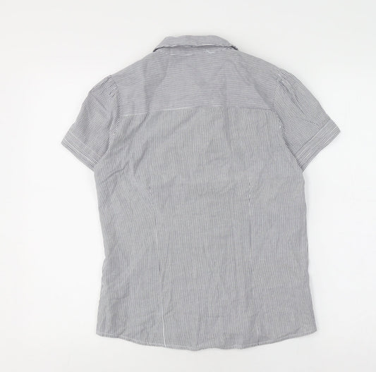 Topshop Women's Grey Striped Button-Up Shirt UK 10
