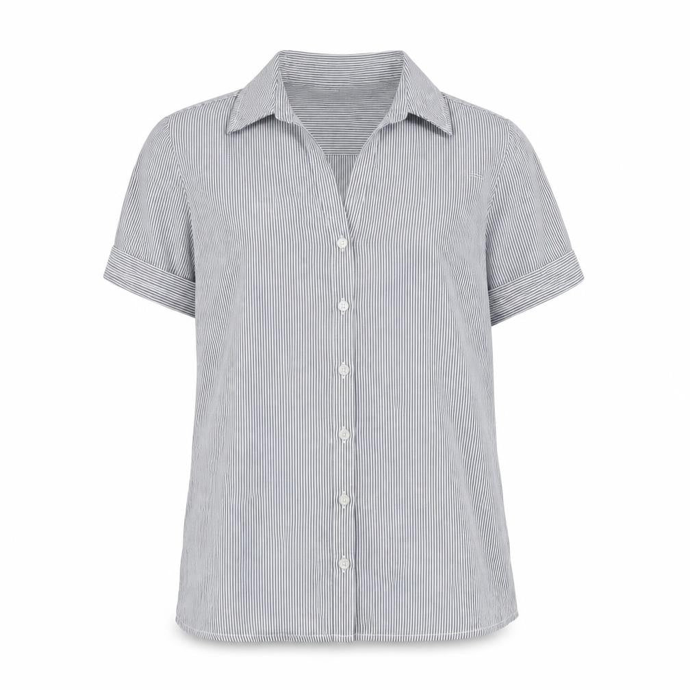 Topshop Women's Grey Striped Button-Up Shirt UK 10