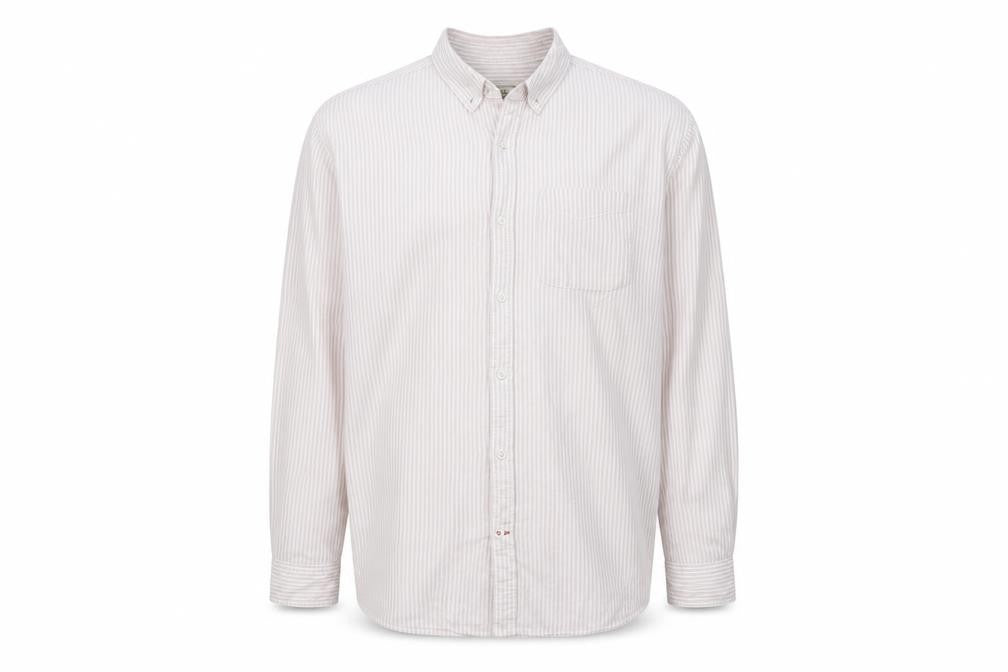 FatFace Men's Beige Striped Long Sleeve Shirt XL
