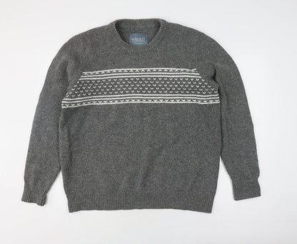 Quba Womens & Co Grey Wool Fair Isle Pullover Jumper XL