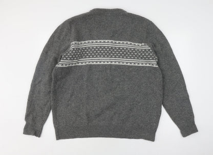 Quba Womens & Co Grey Wool Fair Isle Pullover Jumper XL
