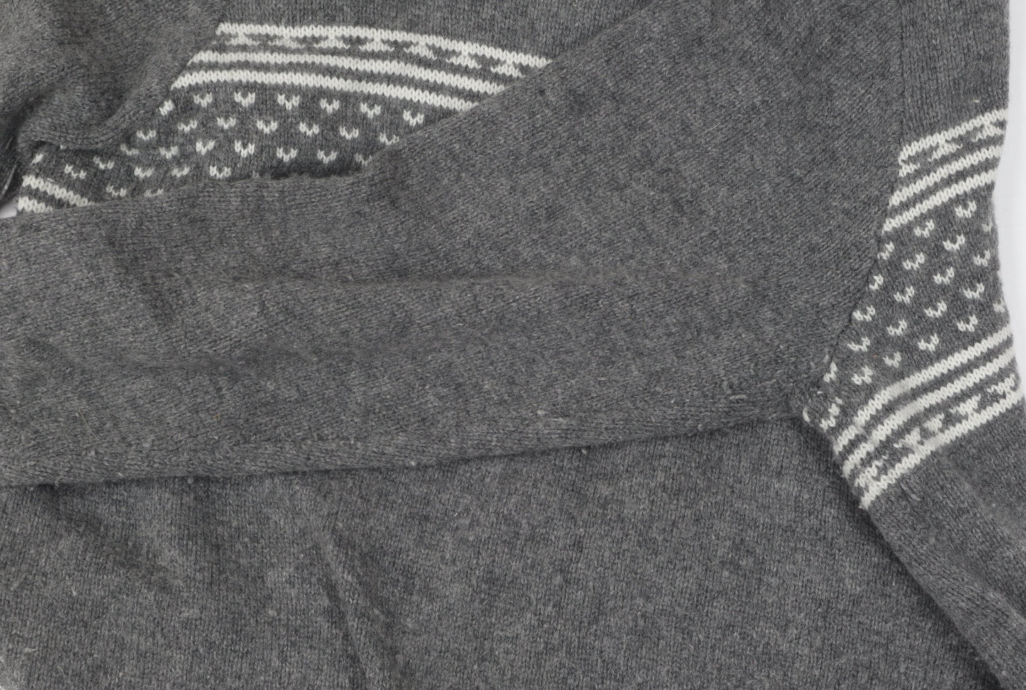 Quba & Co Grey Wool Fair Isle Pullover Jumper XL