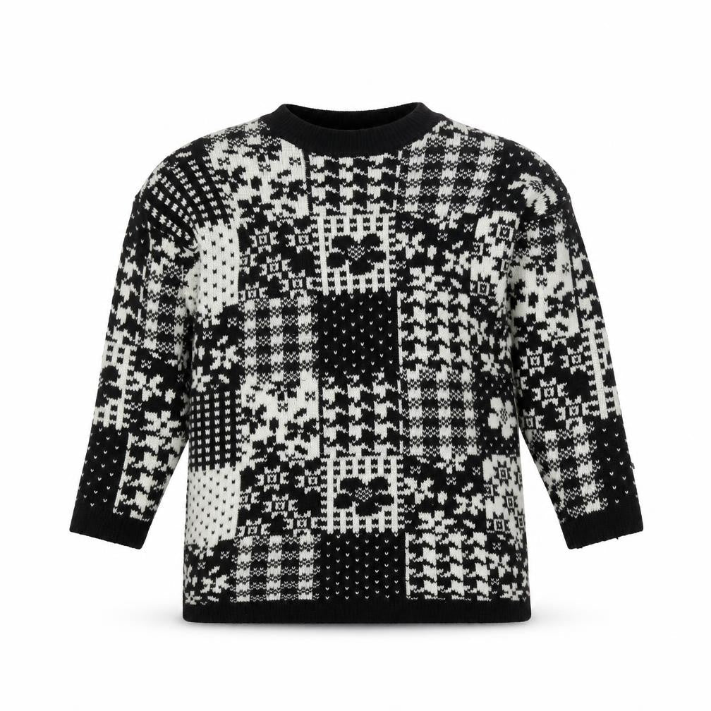 Marks & Spencer Black Cotton Blend Patchwork Jumper, Girls 7-8