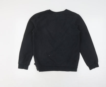 Back view of Puma boys’ black graphic pullover sweatshirt 13-14 years