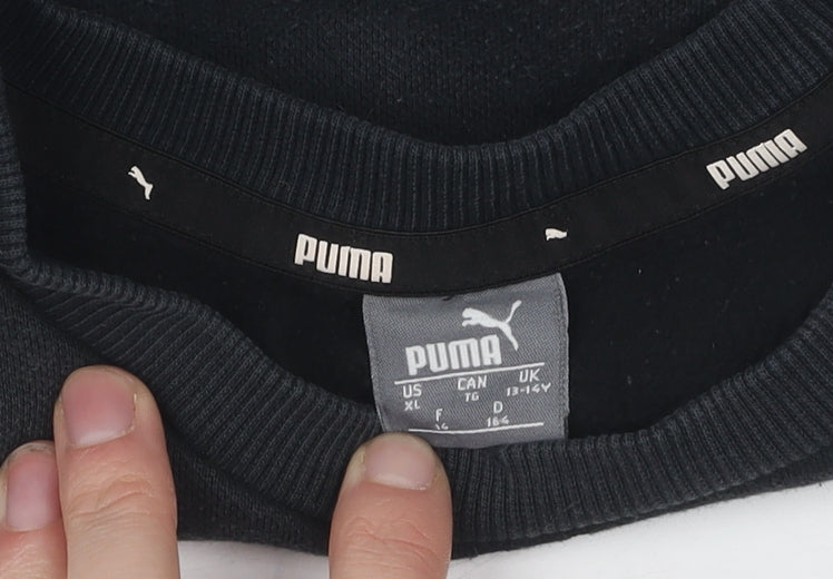 Puma Boys Black Graphic Pullover Sweatshirt 13-14 Years