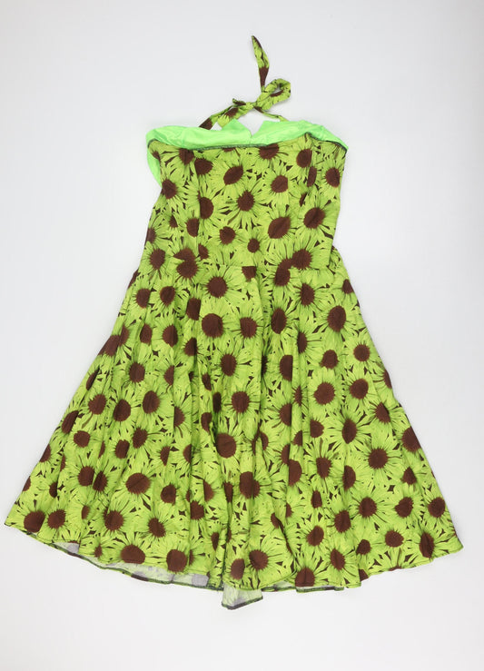 Beverley Jane Women's Green Floral A-Line Dress XL