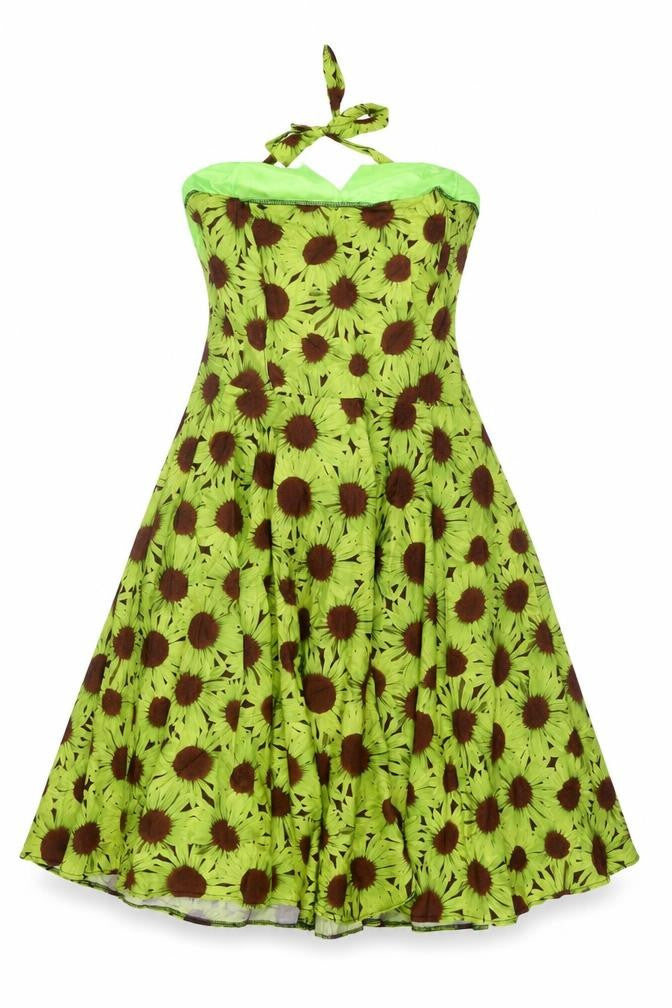 Beverley Jane Women's Green Floral A-Line Dress XL