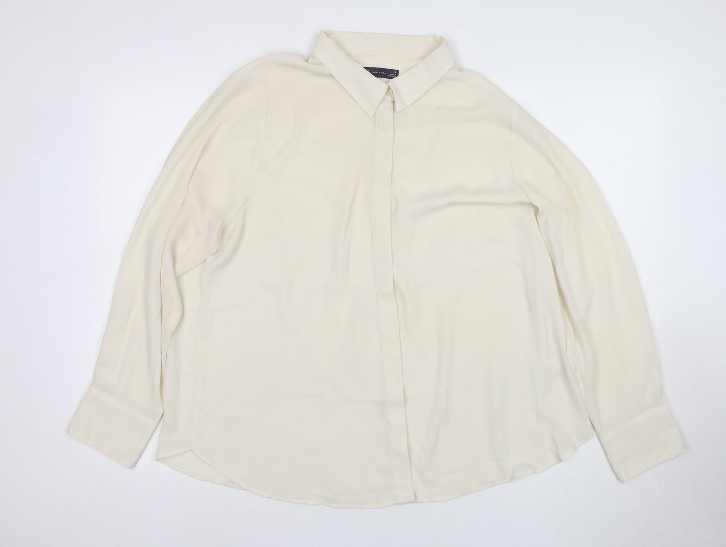 Marks and Spencer Women's Ivory Button-Up Shirt, Size 18