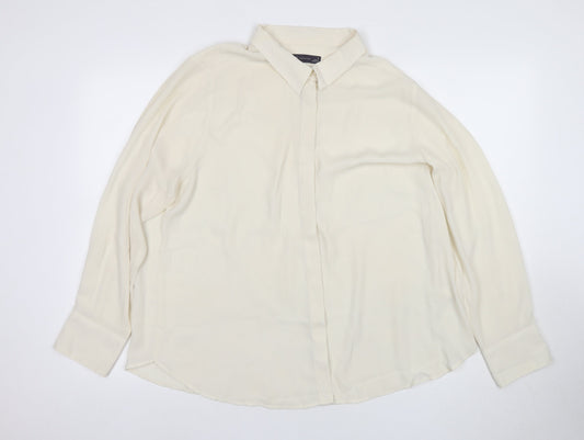 Marks and Spencer Women's Ivory Button-Up Shirt, Size 18