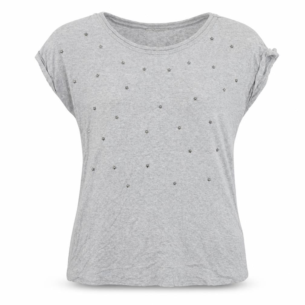 Debenhams Women's Grey Studded T-Shirt, Size 12