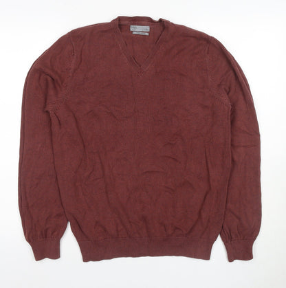 Marks & Spencer Men's Brown V-Neck Jumper M