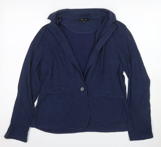 New Look Women's Blue Size 16 Button Knit Jumper
