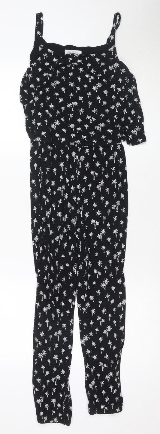 H&M Girls Black Floral Jumpsuit Size 12 Casual Summer