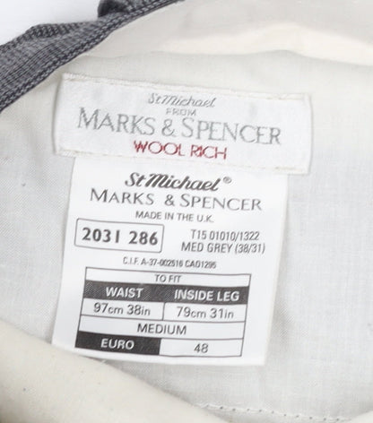 Marks & Spencer Men's Grey Wool Trousers Size M