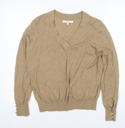 Next Women's Beige V-Neck Pullover Jumper Size 12