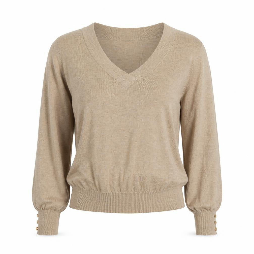 Next Women's Beige V-Neck Pullover Jumper Size 12