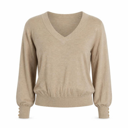 Next Women's Beige V-Neck Pullover Jumper Size 12